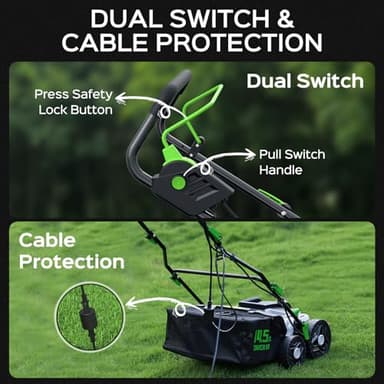 TIECTOWN 16-Inch 15.5 Amp 2-in-1 Electric Dethatcher and Scarifier with 14.5-Gallon Removable Thatch Collection Bag, Lawn Dethatcher with 5-Position Depth Adjustment, Quick-Fold, Keeps Lawn Healthy - Image 5
