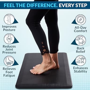 ComfiLife Anti Fatigue Floor Mat – 3/4 Inch Thick Kitchen Mats for Floor, Standing Desk Mat, Kitchen Rug – Comfort at Home, Office – Durable – Stain Resistant – Non-Slip Bottom (20" x 39", Black) - Image 6