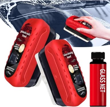 3PCS Automotive Oil Film Cleaning Brush for Car Windows, 9.52 oz Reusable Anti Fog for Car Windshield Cleaner Tool, All-in-One Glass Cleaning Board Set - Image 1