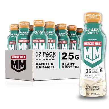 Muscle Milk Plant Based Protein Shake, Vanilla Caramel, 11.16 Fl Oz (Pack of 12) - Image 1