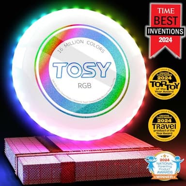 TOSY Flying Disc - 16 Million Color RGB or 36 LEDs, Extremely Bright, Smart Modes, Auto Light Up, Rechargeable, Easter, Birthday & Camping Gift for Men/Boys/Girls/Teens/Kids, 175g - Image 2