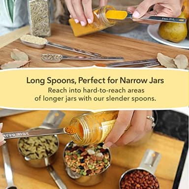 Simply Gourmet Measuring Cups and Spoons Set of 12 – 18/10 Stainless Steel Kitchen Gadgets – Stackable Design with Long Handle Spoons – Fits in Jars – Cooking & Baking Measuring Set for Dry & Liquid - Image 5