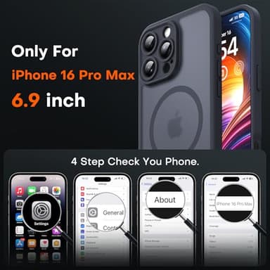 TOCOL for iPhone 16 Pro Max Case, Compatible with Magsafe, Full Camera Protection, Drop Protection, Magnetic Translucent Matte Back Bumper Phone Case for 16 Pro Max 6.9-Inch (Black) - Image 6