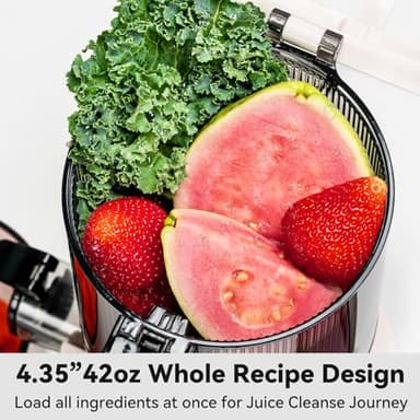 Cold Press Juicer, LINKChef Slow Masticating Juicer Machines with No-Prep 4.35" Large Feed Chute & Upgraded Auger for Whole Vegetables and Fruits, 42oz Capacity, Easy to Clean, Light Green - Image 3