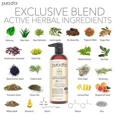 PURA D'OR Clinically Formulated Biotin Shampoo & Conditioner For Hair Thinning - 2X Concentrated Proprietary Herbal Blend Thickening Products For Women & Men, Sulfate Free, 16oz x2 - Image 3