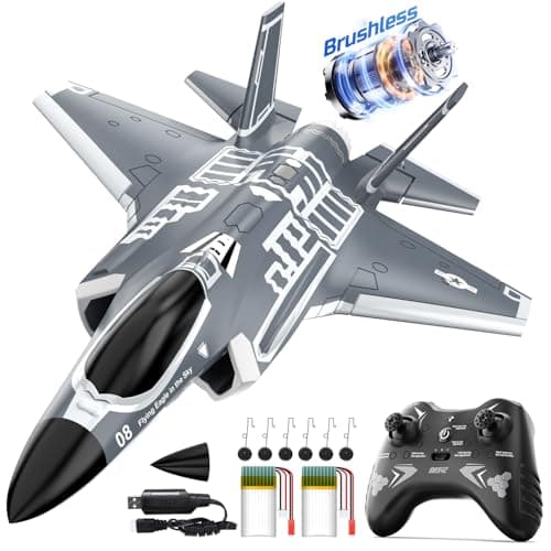 DEERC F35 4 Channel Brushless RC Plane for Adults Remote Control Airplane EDF Fighter Jet,2.4GHz 6-axis Gyro Stabilizer EPP RTF Hobby Glider Aircraft Plane Easy to Fly for Advance Player - Image 1