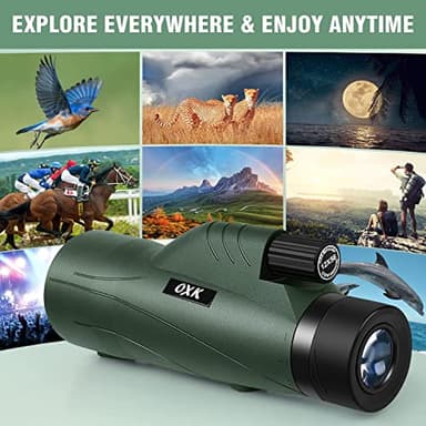 OXK Optics 12x56 High Power Monocular Telescope | Comes with Smartphone Adapter Tripod Travel Bag | Bird Watching Hunting Hiking Camping Gift - Green - Image 7