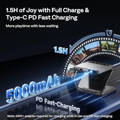 Aurzen ZIP Tri-Fold DLP Truly Mini Projector, Pocket Size, Zero-Lag Focus, One-Click Screen Mirroring, Full-Screen Mode, Type-C Fast Charging, 5,000mAh Battery, Indoor Outdoor Portable Projector, Grey - Image 6