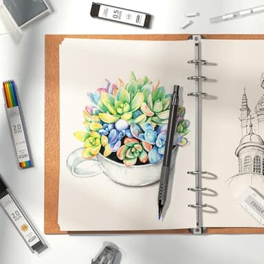 Four Candies Metal Mechanical Pencil Set, 3PCS Art Drafting Pencils 0.5, 0.7, 0.9MM & 2PCS 2MM Mechanical Drawing Pencils with 420PCS Leads (4B 2B HB 2H Color) for Writing Sketching Drawing (Black) - Image 9