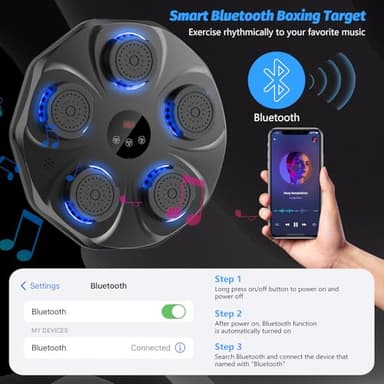 TGLLM Music Boxing Machine, Interactive Punching Trainer with Boxing Gloves, Large Size Wall Mounted Electronic Boxing Target for Adults Kids, 9 Modes & 9 Speeds - Image 4