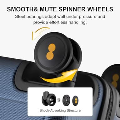 LEVEL8 Trunk Luggages, 28 Inch Luggage with Spinner Wheels, Luminous Textured Checked Large Hard Shell Lightweight with Tsa Lock, Navy - Image 4