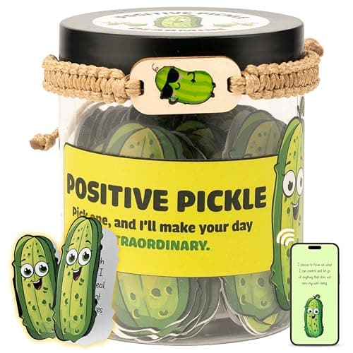 60 Positive Pickle Cards Jar, Affirmation Cards For Women, Teens, Stocking Stuffers, Christmas Gifts For Women Mom, Gifts For Women, Teacher Gifts, White Elephant Gifts, Teen Girl Gifts Trendy Stuff - Image 1