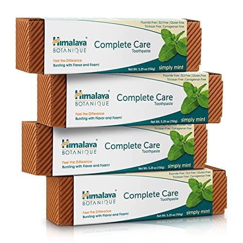 Himalaya Botanique Complete Care Toothpaste, Herbal, Mint Flavor, Fights Plaque, Freshens Breath, Fluoride Free, No Artificial Flavors, SLS Free, Cruelty Free, Foaming, 5.29 Oz, 4 Pack - Image 1