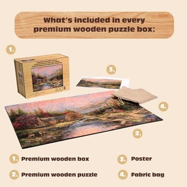 CEACO - Thomas Kinkade - Sierra Paradise Wood Puzzle - Whimsy Cut Jigsaw Pieces - 500 Piece Jigsaw Puzzle - Ages 14 and Up - Image 6