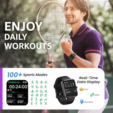 TOZO 2025 New Upgraded Smart Watch for Men Women for iPhone&Android, 1.83" Fitness Tracker Bluetooth Call [Answer/Make], IP68 Waterproof Sleep Monitor, 100+ Sport Modes - Image 3