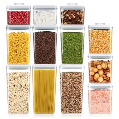 Melovom 12 Pcs Pop Food Storage Containers Airtight Food Storage Containers Set with Lids Kitchen Pantry Organization and Storage, 3.4Qt, 2.8Qt, 2.1Qt, 1.2Qt - Image 1