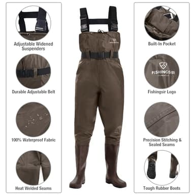 FISHINGSIR Fishing Waders for Men with Boots Womens Chest Waders 2-Ply Nylon/PVC Waterproof for Hunting with Boot Hanger - Image 2