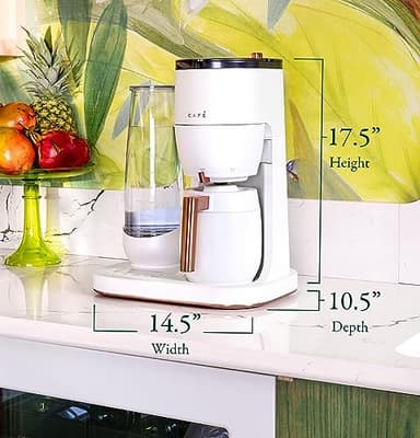 Café Specialty Grind and Brew Coffee Maker, Single-Serve to 10-Cup Thermal Carafe, with Built-In Bean Grinder & Removable 75oz Water Reservoir, WiFi & Smart Connected, Matte White (Renewed) - Image 3