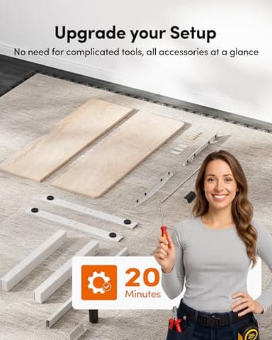 FEZIBO Standing Desk, 48 × 24 Inches Electric Height Adjustable, Sit and Stand Up, Computer Office Desk with Splice Board, White Frame/Maple TOP - Image 4