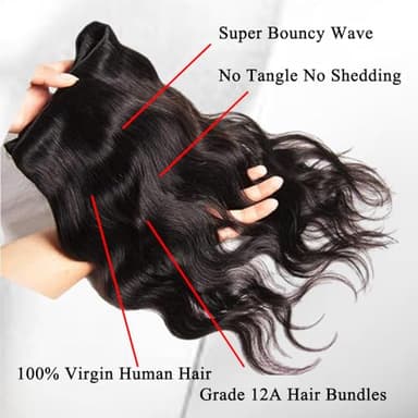 ZGGTL Body Wave Bundles Human Hair 18 20 22 24Inch 12A Brazilian Quick Weave Double Weft Natural Black for Women Hair Extensions - Image 5