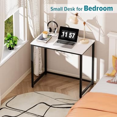 SINPAID Small Computer Desk - 31.5" Modern Gaming & Study Desk for Small Spaces, White - Image 4