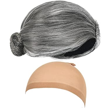 EBYTOP Old Lady Costume for Kids Halloween 100th Day of School Girls Dress up Granny Wig Grandma 100 Days Glasses Cane,1-PK 4-6 Years - Image 4