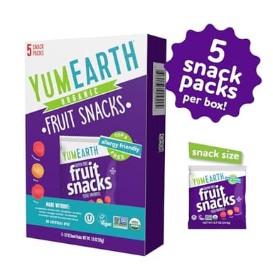YumEarth Organic Assorted Flavor Fruit Snacks - Allergy Friendly (Top 9 Free), No Artificial Dyes or Flavors, Non GMO, Gluten Free, Vegan Candy Snacks - 0.7 Ounce (Pack of 5) (3.5 Ounce Box (Pack of 5), Fruit) - Image 4