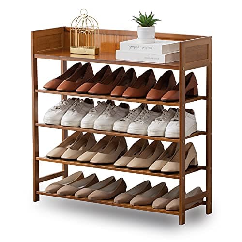 Suwoic Bamboo Shoe Rack Organizer, 5 Tier Shoe Shelf Storage Organizer, for Entryway, Hallway, and Closet (Brown-31.5) - Image 1