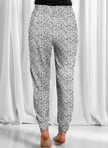 Dokotoo Womens Summer Comfy Casual Loose Breezy Leopard Drawstring Elastic Waist Loose Jogging Jogger Pants Sweatpants for Women with Pockets Large - Image 6