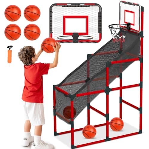 TOY Life Arcade Basketball Game Set Height Adjustable Easy Set Up with 4 Balls and Hoop Game for Kids 3 to 12 Years Old Indoor Outdoor Sport Play, Air Pump Included, Toys for Boys 5-7 Competition - Image 1