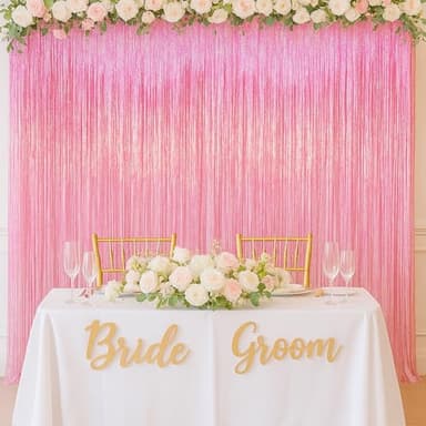 Voircoloria 2 Pack Laser Pink Tinsel Foil Fringe Curtains, Mothers Day Pink Decorations, Metallic Tinsel Party Streamers Backdrop for Birthday Bachelorette Graduation Wedding Party Decorations - Image 7