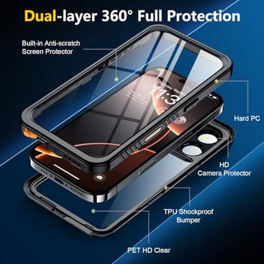 SPIDERCASE for iPhone 16 Pro Max Case Waterproof, [12FT Military Drop Proof] [IP68 Waterproof] [Full Body Protection] Heavy Duty Protective Cover for iPhone 16 Pro Max 6.9”, Black - Image 5