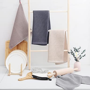 Homaxy 100% Cotton Waffle Weave Kitchen Dish Towels, Ultra Soft Absorbent Quick Drying Cleaning Towel, 13 x 28 Inches, 4-Pack, Dark Grey - Image 6