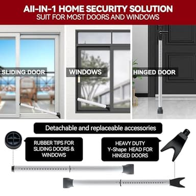 AceMining Upgraded Door Security Bar & Sliding Patio Bar, Heavy Duty Stoppers Adjustable Jammer for Home, Apartment, Travel (1 Pack,White) - Image 2