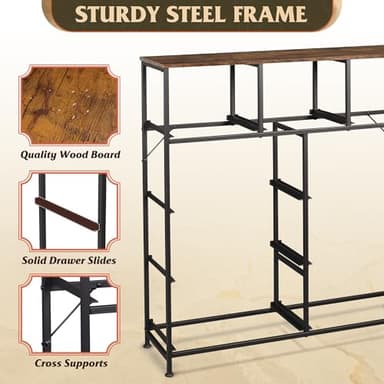 WLIVE 9 Drawer Dresser, Fabric Storage Tower for Bedroom, Hallway, Closet, Tall Chest Organizer Unit for Bedroom with Fabric Bins, Steel Frame, Wood Top, Easy Pull Handle, Black and Rustic Brown - Image 6