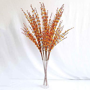 Htmeing 10 pcs 29.5 Inch Artificial Jasmine Flowers Faux Branches for Home Rome Wedding Decoration (Orange) - Image 2