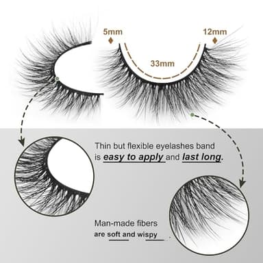 Lashes Natural Look Wispy Fasle Eyelashes 12mm Short Faux Mink Eyelashes Cat Eye Natural Strip Lashes Pack by Zegaine 16 Pairs - Image 2