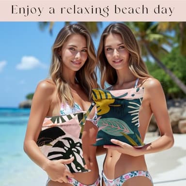 zcyxuuw 2 Pcs Wet Bag, Waterproof Wet Dry Bag, Small Laundry Bag, for Swimsuit, Pool, Travel, Beach, Diapers, Dirty Yoga Gym Clothes, Makeup Bags for Travel, Tropical Palm Leaves Decor Jungle - Image 4