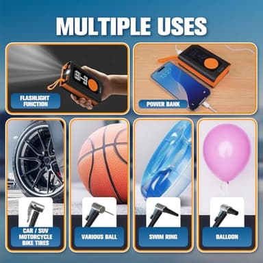 Koract Tire Inflator Portable Air Compressor for Car Tires - 150PSI Cordless Air Pump with Pressure Gauge, LED Light & Auto Shutoff - Fast Pump for Motorcycle, Bike, Balls, Sports Equipment - Image 5