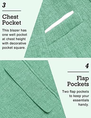 COOFANDY Men's Blazer Casual Sport Coats Slim Fit One Button Suit Jacket Lightweight Sports Jacket (Mint Green,Large) - Image 4