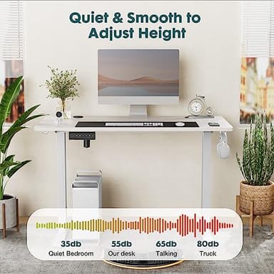 SMUG Standing Desk, Adjustable Height Electric Sit Stand Up Down Computer Table, 40x24 Inch Ergonomic Rising Modern Lift Motorized Gaming Desktop Workstation for Work Home Office, White - Image 4