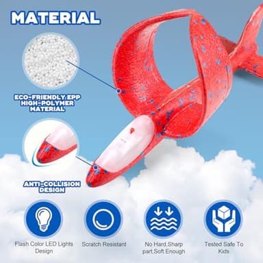3 Pack Airplane Launcher Toy, 12.6" Foam Glider Led Plane, 2 Flight Mode Catapult Plane for Kids Outdoor Sport Flying Toys Gifts for 3 4 5 6 7 8 9 10 12 Year Old Boys Girls - Image 8