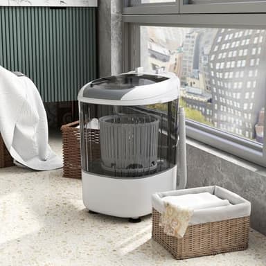 Giantex Portable Mini Washing Machine, 5.5 lbs Capacity Small Compact Laundry Washer with Spin Tub & Drain Hose, Semi-automatic Washer Machine for Apartment Dorms RV Home (Grey) - Image 2