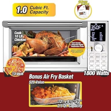 Nuwave Bravo Air Fryer Toaster Smart Oven, 12-in-1 Countertop Convection, 30-QT XL Capacity, 50°-500°F Temperature Controls, Top and Bottom Heater Adjustments 0%-100%, Brushed Stainless Steel Look - Image 3