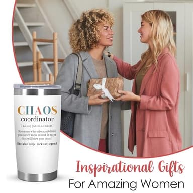 TEEZWONDER Appreciation Gifts For Coworkers - Chaos Coordinator Insulated Coffee Tumbler with Lid 20 oz - Teacher Retirement Thank You Birthday Gifts for Women Friends Coworkers Boss Employee - Image 2