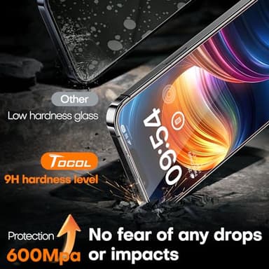 TOCOL for iPhone 14 Screen Protector 9H Hardness Military Grade Shatterproof HD Tempered Glass Full Coverage Easy Installation Case Friendly 2 Pack - Image 4