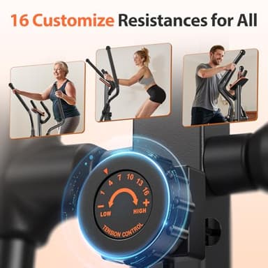 Niceday Elliptical Machine, Elliptical Trainer for Home with Hyper-Quiet Magnetic Driving System, 16 Resistance Levels, 15.5IN Stride, 400LBS Weight Capacity - Image 5