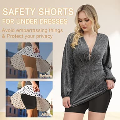 Reamphy 3 Pack Slip Shorts for Women Under Dress,Comfortable Smooth Yoga Workout Biker Shorts(Black+White+Nude,M) - Image 4