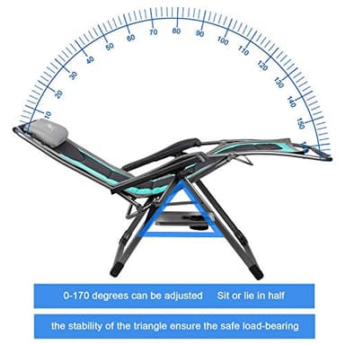 EVER ADVANCED Oversize XL Zero Gravity Recliner Padded Patio Lounger Chair with Adjustable Headrest Support 350lbs (Green) - Image 5