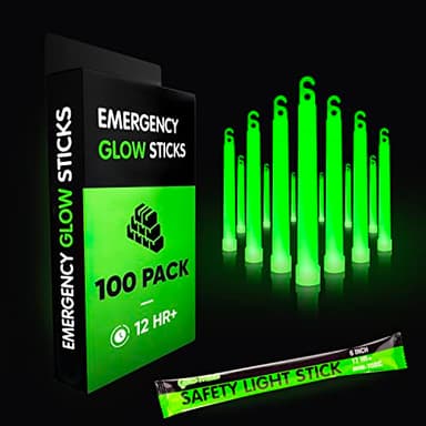 100 Ultra Bright Emergency Glow Sticks - Individually Wrapped Long Lasting Industrial Grade Glowsticks for Survival Gear, Camping Lights, Power Outages and Military Use (Green) - Image 1
